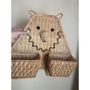 Vintage Bear Face Wicker Wall Decor